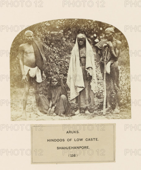Four people from the Arakh community of Shahjahanpur, Uttar Pradesh, India, photograph, page,