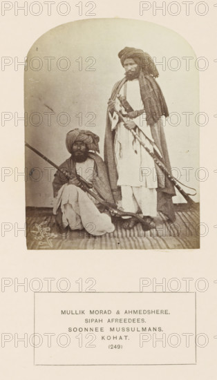 Portrait of two men with muskets from the Sepah Afridi tribe of Kohat, Khyber Pakhtunkhwa,