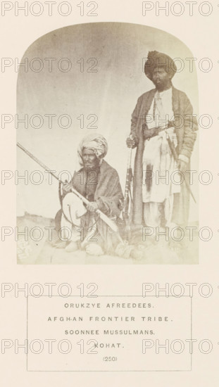 Portrait of two unknown men with muskets from the Afridi tribe of Kohat, Khyber Pakhtunkhwa,