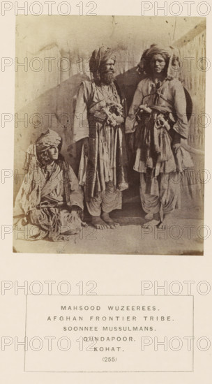 Portrait of three unknown men from the Mahsud tribe of Kohat, Khyber Pakhtunkhwa, Pakistan,
