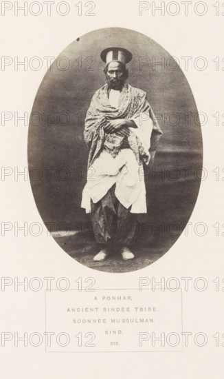 Portrait of an unknown man from the Punar Sindhi tribe in Sindh, Pakistan, photograph, page,