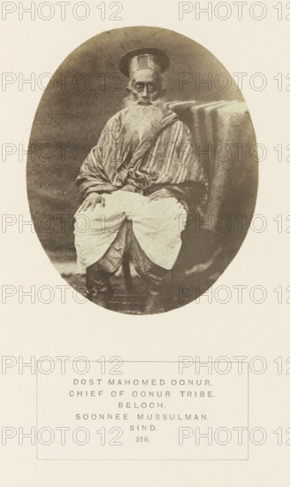 Portrait of Dost Mahomed, a landholder and chieftain from the Baloch community in Sindh, Pakistan,
