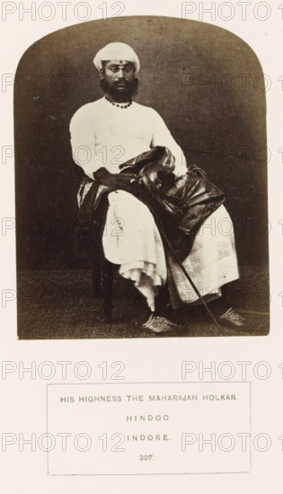 Portrait of Tukoji Rao Holkar, the Maharaja of Indore, Madhya Pradesh, India, photograph, page,
