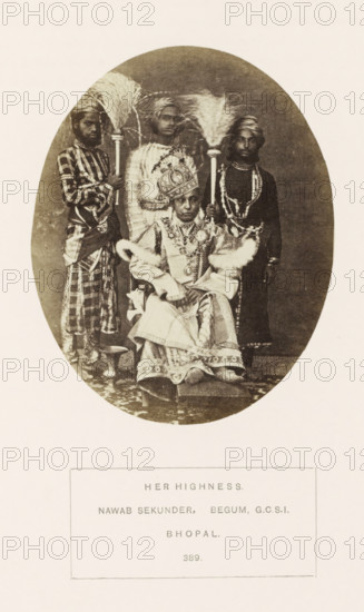 Portrat of Sekunder Begum, a queen of Bhopal, Madhya Pradesh, India, photograph, page, inscription:
