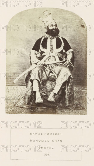 Portrait of Mahomed Khan, an officer at Sekunder Begum, a queen of Bhopal, Madhya Pradesh, India,