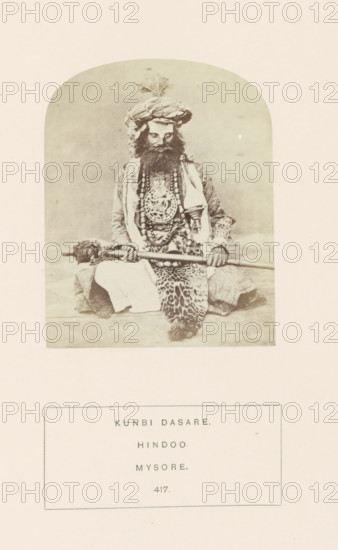 Portrait of an unknown man from the Kunbi community with ceremonial clothes, Mysore, Karnataka,