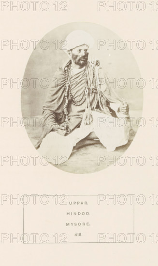 Portrait of an unknown man from the Uppara community of Mysore, Karnataka, India, photograph, page,