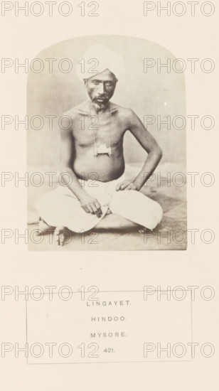 Portrait of an unknown man from the Lingayat community of Mysore, Karnataka, India, photograph,