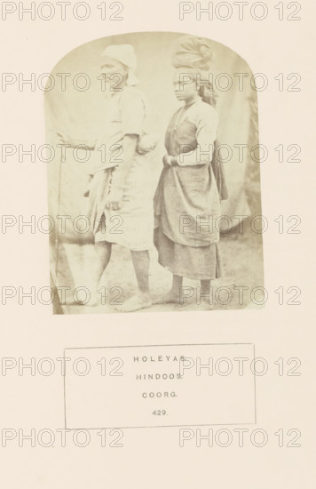 Portrait of an unknown man and woman from the Holeya community of Kodagu, Karnataka, India,
