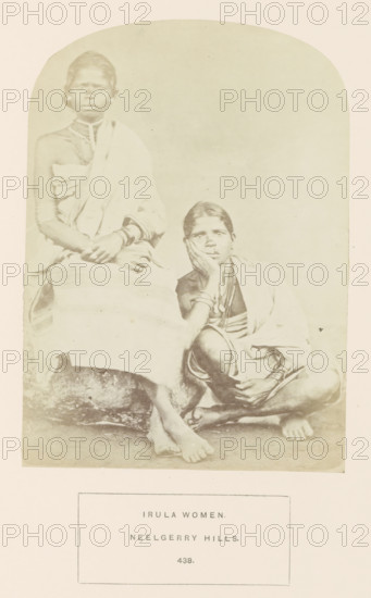 Portrait of two unknown women from the Irula tribe of the Nilgiri mountains in Tamil Nadu, India,