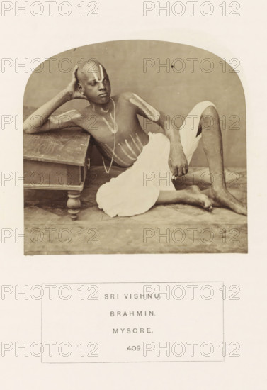 Portrait of an unknown priest from the Vaishnav Brahmin community of Mysore, Karnataka, India,