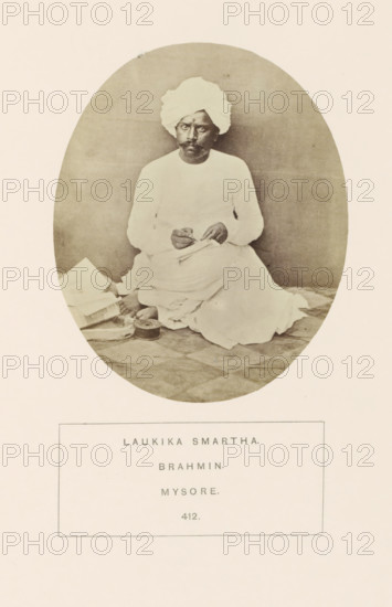 Portrait of an unknown priest from the Smarta Brahmin community of Mysore, Karnataka, India,