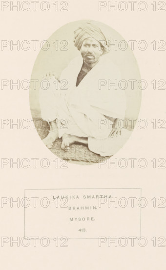 Portrait of an unknown priest from the Smarta Brahmin community of Mysore, Karnataka, India,