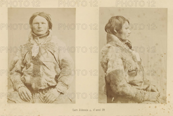 Lars Johnsen ?, d' anni 29, Two portraits of Lars Johnsen, page, Left a front view, right a side