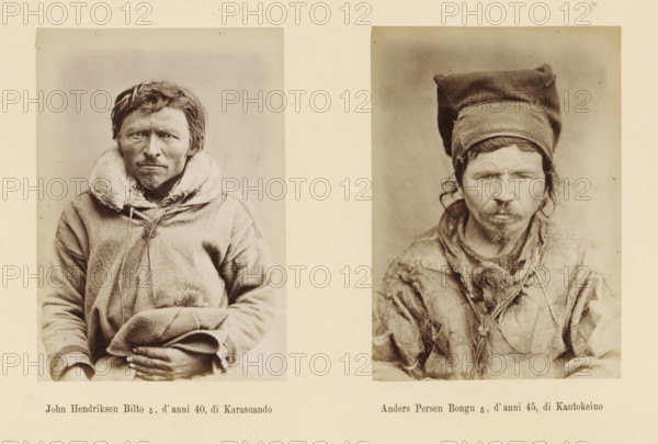 Anders Persen Bongu ?, d' anni 45, di Kautokeino, Two portraits of John Hendriksen Bilto and Anders