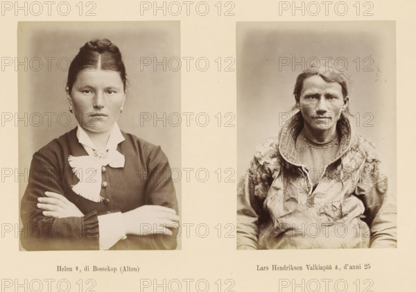 Helen ?, di Bossekop (Alten), Two portraits of Helen and Lars Hendriksen Valkiapää, Lars Hendriksen
