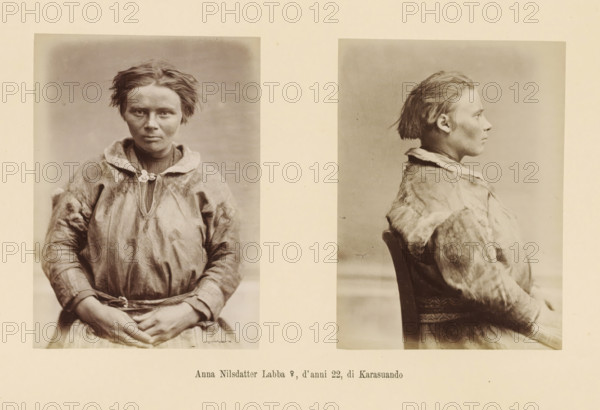 Anna Nilsdatter Labba ?, d' anni 22, Two portraits of Anna Nilsdatter Labba, page, Left a front