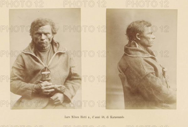 Lars Nilsen Hotti ?, d' anni 58, di Karasuando, Two portraits of Lars Nilsen Hotti, page, Left a