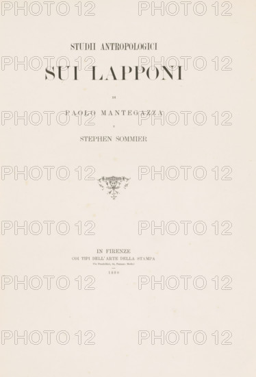 Studii anthropologici sui Lapponi, book, writer (clerical worker): Paolo Mantegazza, writer