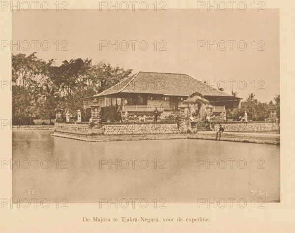 View of a temple on the bank of a river, Majora at Tjakra-Negara, before the expedition, page,