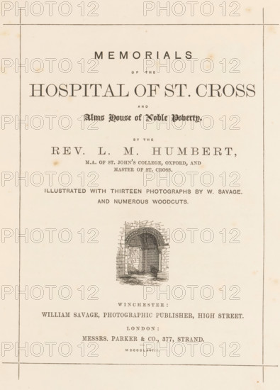 Memorials of the Hospital of St. Cross and Alms House of Noble Poverty, book, company name: 'Bound