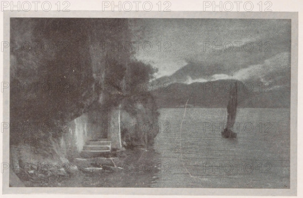 Am Gardasee, View of Lake Garda, page, photomechanical print, monogram: 'BX', inscription: