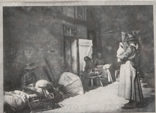 Gänse rupfen, Plucking geese, page, photomechanical print, inscription: 'Berlin', monogram: 'BX',
