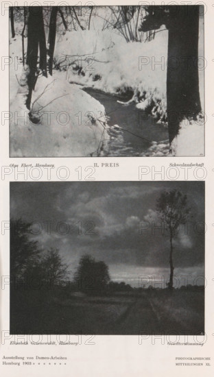 Schneelandschaft, Snow landscape, page, photomechanical print, photomontage, monogram: 'BX',