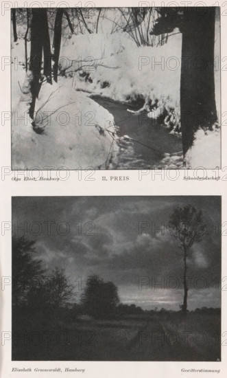 Gewitterstimmung, Landscape, page, photomechanical print, photomontage, inscription: 'Ausstellung