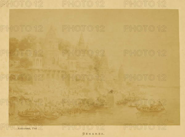 Bénarès, Photo reproduction of Bénarès by Jean Baptiste Robie, photograph, reproduction, page,