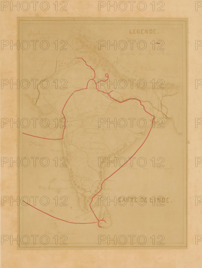 Photo reproduction of a map of India, Carte de l'Inde, photograph, reproduction, page,