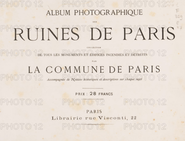 Album photographic of the ruins of Paris: collection of various monuments and historical monuments