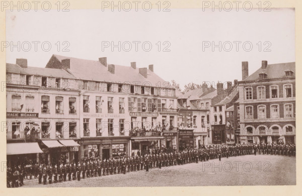 View of the Grand'Place in Maubeuge, France, Maubeuge, La Grand'Place, page, photomechanical print,