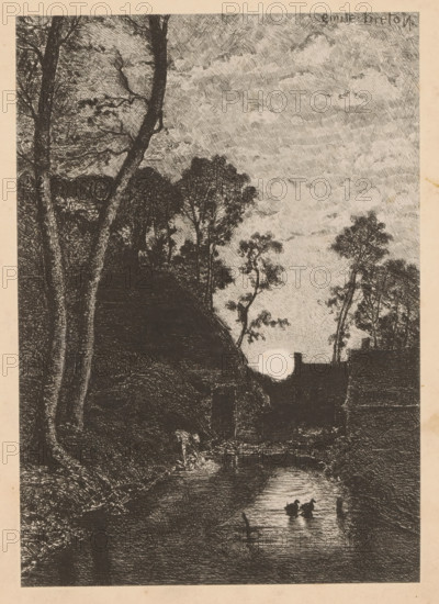 Le Soir d'Automne, Eau-Forte d'après son Tableau, par M. Émile Breton, Reproduction of an etching