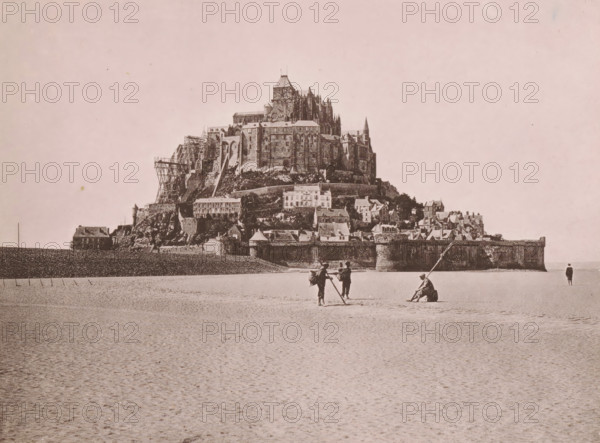 View of Mont Saint-Michel, Le Mont Saint-Michel, Au Péril de la Mer, page, photomechanical print,