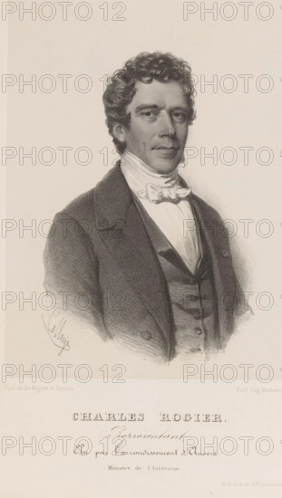 Charles Rogier, Reproduction of a photograph of a portrait of Charles Rogier, print, reproduction,