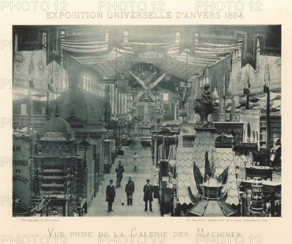 View of the machine gallery of the Antwerp World Exhibition in 1894, Vue prize de la Galerie des