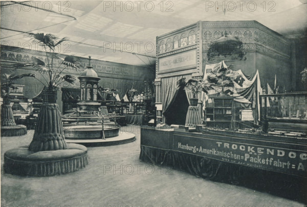 View of the maritime Hamburg part of the Antwerp World Exhibition in 1894, Section Maritime
