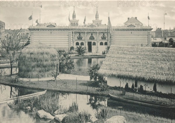 View of a recreated Congolese village at the Antwerp World Exhibition in 1894, Palais du Congo,