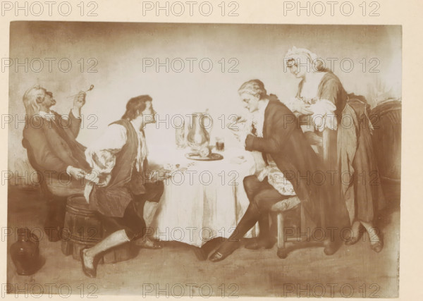 Photo reproduction of a painting of two people playing a card game where one is cheating by Willem