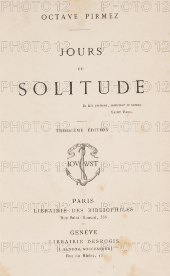 Jours de solitude, book, annotation: 'FEB, 1997', writer (clerical worker): Octave Pirmez,