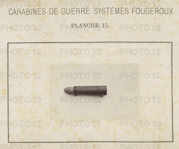 Bullet, photograph, page, inscription: 'Carabines de guerres systèmes Fougeroux', number: 'Planche