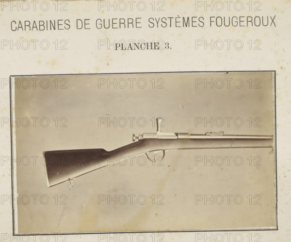 Butt of a rifle, photograph, page, inscription: 'Carabines de guerres systèmes Fougeroux', number: