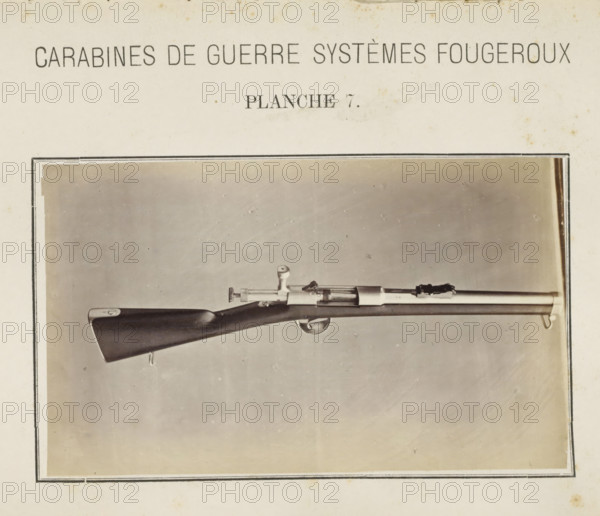Part of a rifle, photograph, page, inscription: 'Carabines de guerres systèmes Fougeroux', number: