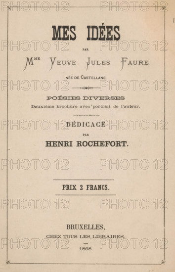 Portrait of Madame Veuve Jules Faure, photograph, page, annotation: 'A mon ami Auguste Pastois,
