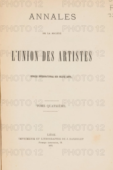 Annales de la Société l'union des artistes, book, annotation: 'APR, 1998', publisher: J. Daxhelet,