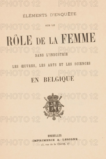 Éléments d'onderzoek sur le role de la femme dans l'industrie, les oeuvres, les arts et les