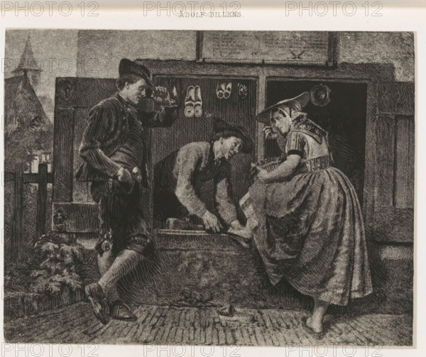 Le cordonnier zélandais, Reproduction of The shoemaker from Zeeland by Adolf Alexander Dillens,
