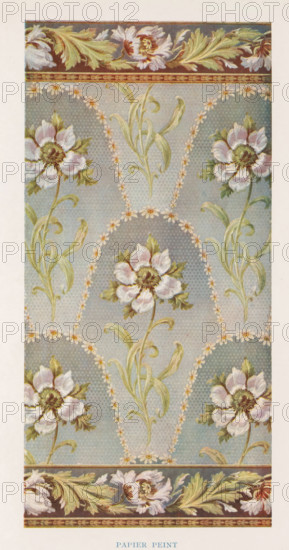 Wallpaper design, Papier Peint, page, photomechanical print, inscription: 'Chromophototypogravure',