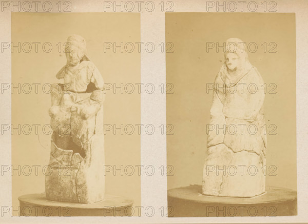 Reconstructed sculpture, excavated at Juslenville in 1868, photograph, page, c. 1868 - in or before